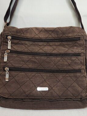 Baggallini Brown Crossbody Zipper Messenger Bag Purse